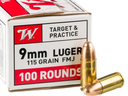 100 Rounds of 9mm Ammo by Winchester - 115gr FMJ
