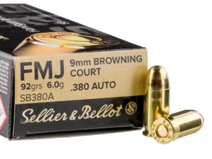 1000 Rounds of .380 ACP Ammo by Sellier & Bellot - 92gr FMJ