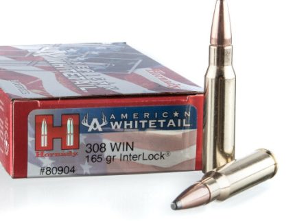 200 Rounds of .308 Win Ammo by Hornady American Whitetail - 165gr InterLock SP