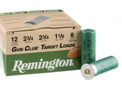 250 Rounds of 12ga Ammo by Remington Gun Club - 1 1/8 ounce #8 shot