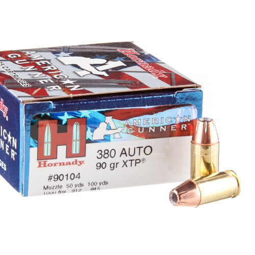250 Rounds of .380 ACP Ammo by Hornady American Gunner - 90gr XTP JHP 250 Rounds of .380 ACP Ammo by Hornady American Gunner - 90gr XTP JHP