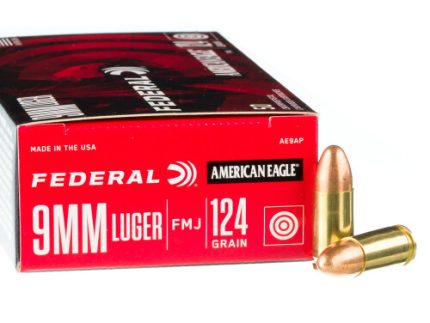 50 Rounds of 9mm Ammo by Federal American Eagle - 124gr FMJ
