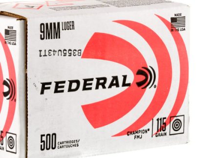500 Rounds of 9mm Ammo by Federal Champion - 115gr FMJ