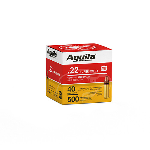 Aguila Standard High Velocity 22 LR 40gr, Copper-Plated Solid Point, 500rd Box Aguila Standard High Velocity 22 LR 40gr, Copper-Plated Solid Point, 500rd Box