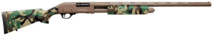 Charles Daly 301 12 Ga, 28" Barrel, 3", Flat Dark Earth Metal Finish & Woodland Camo Synthetic Stock, 4rd