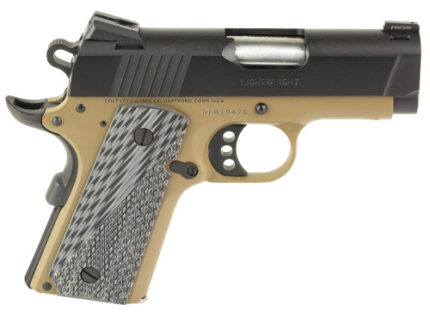 Colt Defender 1911 45 ACP, 3" Barrel, Flat Dark Earth Frame, Black Slide, G10 Grip, 7rd
