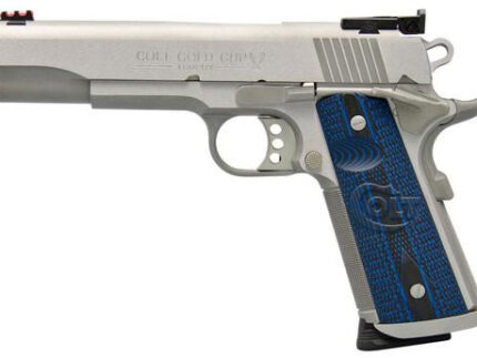 Colt Gold Cup Trophy 45 ACP, 5" Barrel, Blue G10 Grips, Brushed SS Finish, 8 rd Mag