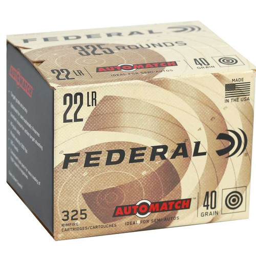 Federal AutoMatch .22 LR, 40gr, Solid Round Nose, 325rd Brick Federal AutoMatch .22 LR, 40gr, Solid Round Nose, 325rd Brick