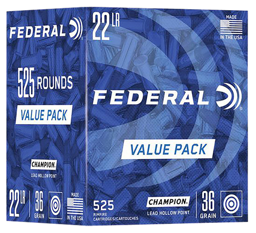 Federal Champion Training Value Pack 22 LR, 36gr, Lead Hollow Point, 525rd Box Federal Champion Training Value Pack 22 LR, 36gr, Lead Hollow Point, 525rd Box