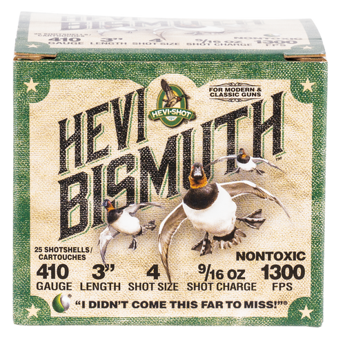 HEVI-Shot 410 Ga, 3", 9/16 oz, Bismuth, 4 Shot, 25rd Box HEVI-Shot 410 Ga, 3", 9/16 oz, Bismuth, 4 Shot, 25rd Box