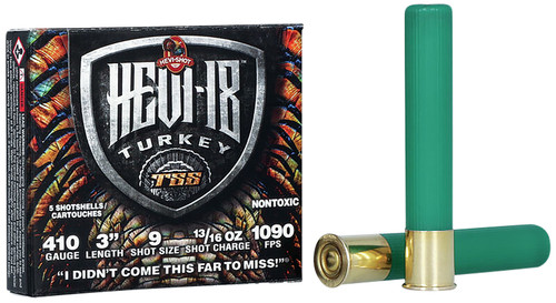 HEVI-Shot Turkey TSS 410 Ga, 3", 13/16 oz, Tungsten, 9 Shot, 5Bx/10Cs HEVI-Shot Turkey TSS 410 Ga, 3", 13/16 oz, Tungsten, 9 Shot, 5Bx/10Cs
