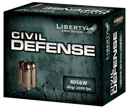 Liberty Ammo Civil Defense .40 S&W, 60gr, LF Fragmenting HP, 20rd Box Liberty Ammo Civil Defense .40 S&W, 60gr, LF Fragmenting HP, 20rd Box