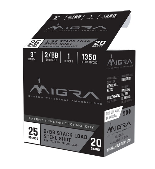Migra Combinational 20 Ga, 3", 1 oz, 4/6 Steel Shot, 25rd Box Migra Combinational 20 Ga, 3", 1 oz, 4/6 Steel Shot, 25rd Box