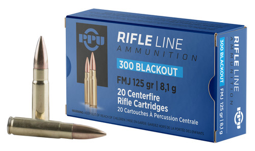 PPU Rifle Series .300 Blackout, 125gr, Full Metal Jacket, 20rd Box PPU Rifle Series .300 Blackout, 125gr, Full Metal Jacket, 20rd Box