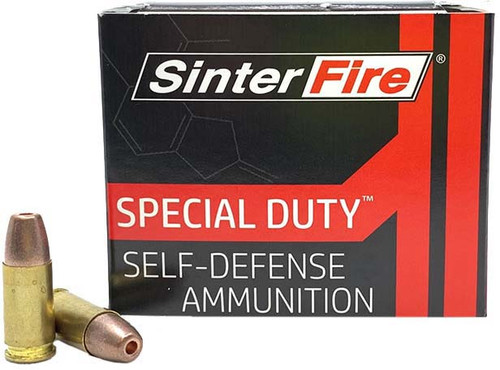 SinterFire Special Duty 9mm, 100gr, Frangible Hollow Point, 20rd Box SinterFire Special Duty 9mm, 100gr, Frangible Hollow Point, 20rd Box