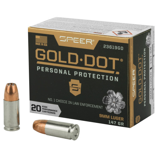 Speer Gold Dot Personal Protection 9mm, 147gr, Hollow Point, 20rd Box Speer Gold Dot Personal Protection 9mm, 147gr, Hollow Point, 20rd Box