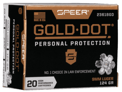 Speer Speer Gold Dot Personal Protection 9mm, 124gr, Hollow Point, 20rd Box