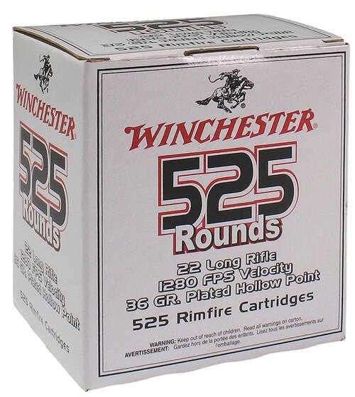 Winchester 22LR 36gr, Copper-Plated, Hollow Point, 525rd Box Winchester 22LR 36gr, Copper-Plated, Hollow Point, 525rd Box