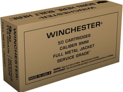 Winchester Service Grade 9mm 115gr, Full Metal Jacket, 50rd Box