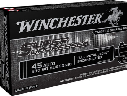 Winchester Super Suppressed 45 ACP, 230gr, Subsonic Full Metal Jacket, 50rd Box