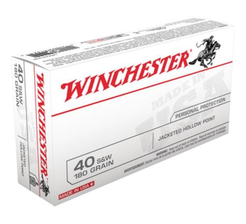 Winchester USA .40 SW 180 Gr, Jacketed Hollow Point, 50rd Box Winchester USA .40 SW 180 Gr, Jacketed Hollow Point, 50rd Box