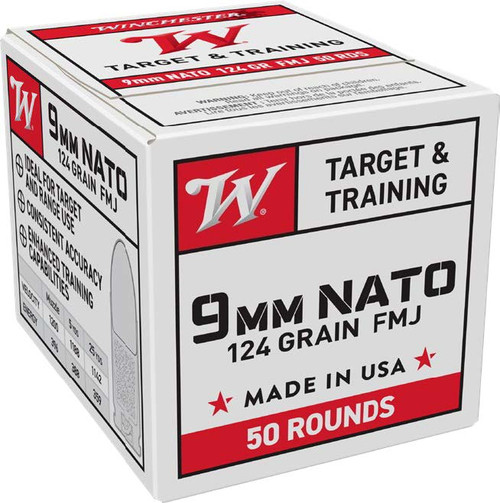 Winchester USA WHITE BOX 9mm, 124gr, Full Metal Jacket, 50rd Box Winchester USA WHITE BOX 9mm, 124gr, Full Metal Jacket, 50rd Box